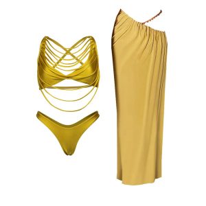 Golden string three piece swimsuit