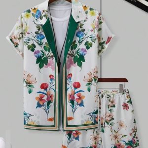 Hawaiian resort wear men beach shorts set