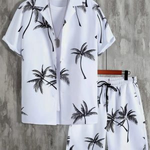 Vacation mood men beach shorts set