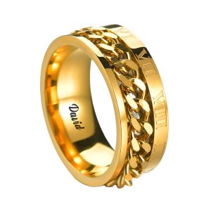 Custom Engrave Name Stainless Steel Rotatable Ring Jewelry Gift